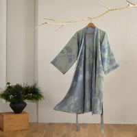 NATUREROBE - Organic cotton kimono bathrobe with breathable gauze fabric and reversible design for relaxed, everyday comfort and natural elegance 4