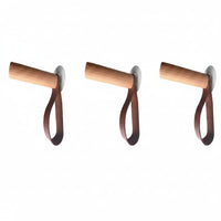 Natural Leather & Wood Wall Hook - No-Drill Coat Hooks for Wall Organizer 5