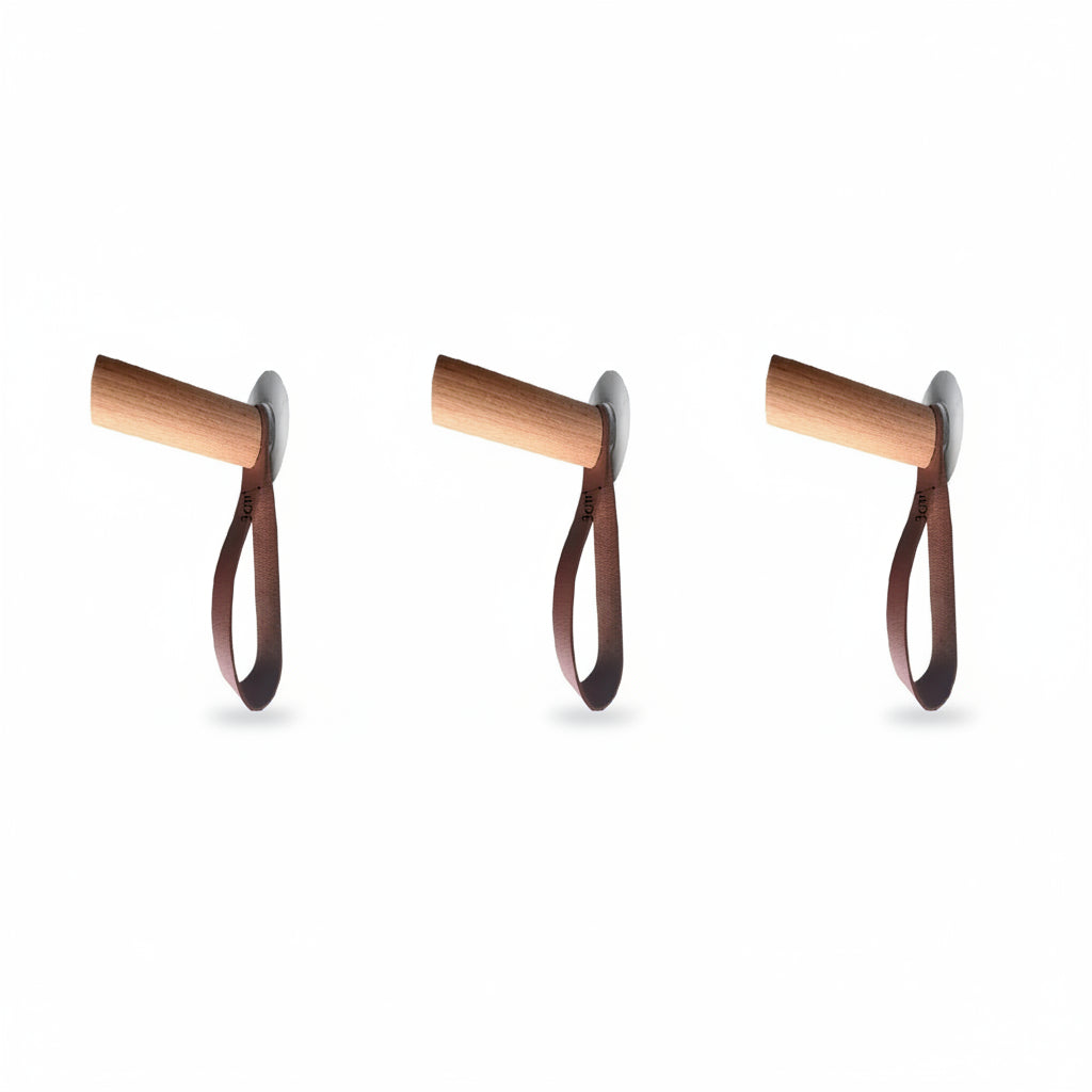 Natural Leather & Wood Wall Hook - No-Drill Coat Hooks for Wall Organizer 6