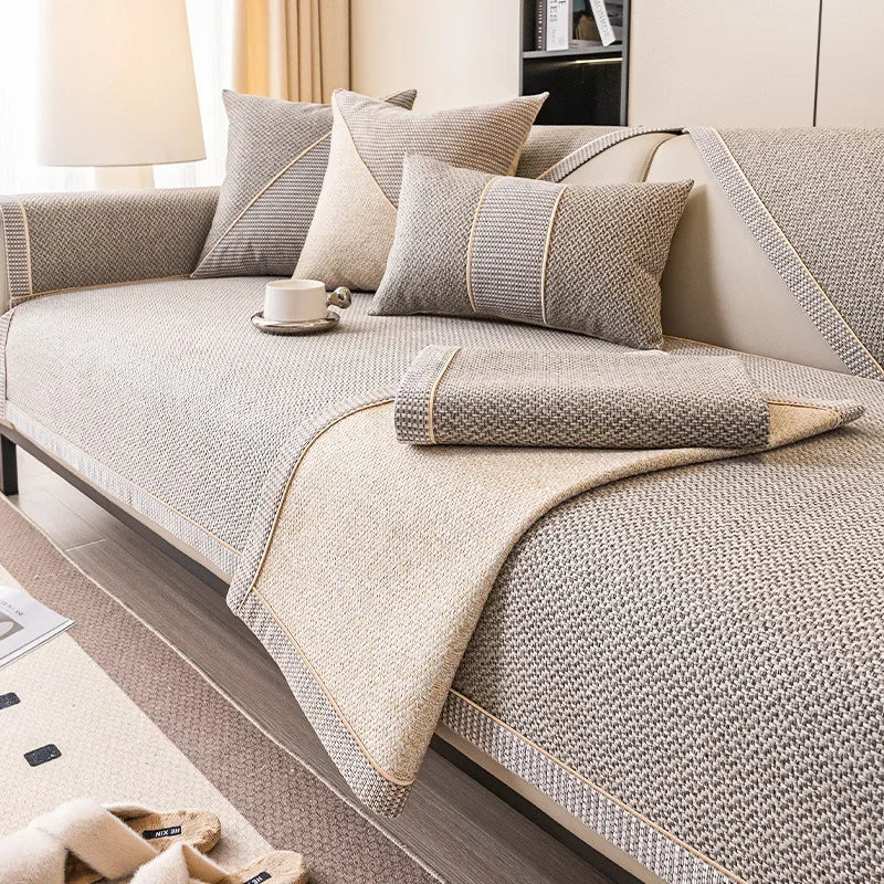 Naturweft - Non-Slip Cotton Linen Sofa Throw Blanket for Year-Round Comfort 3
