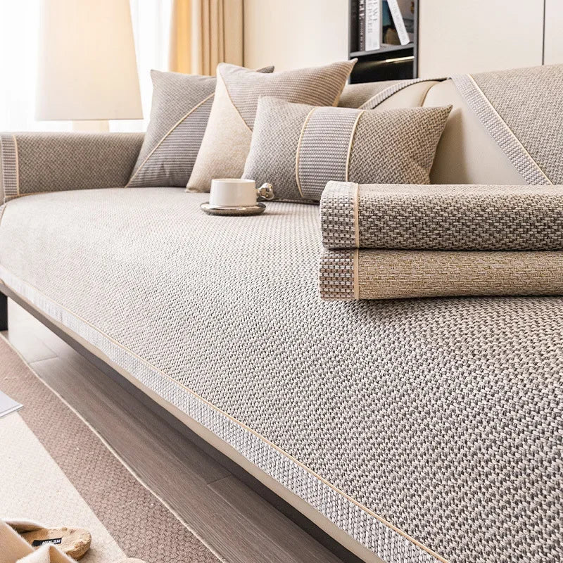Naturweft - Non-Slip Cotton Linen Sofa Throw Blanket for Year-Round Comfort 5