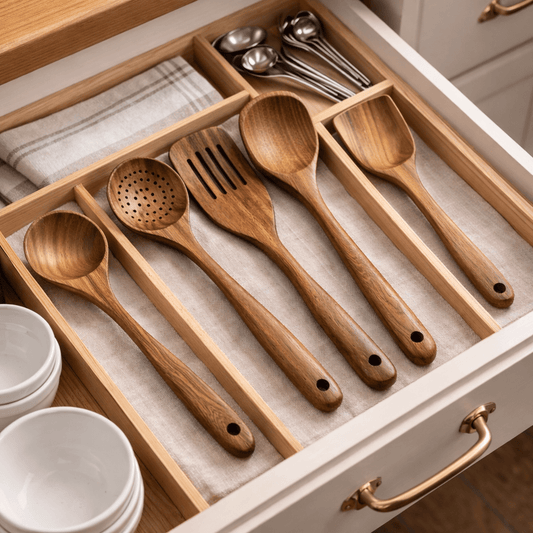 NordicWood - Premium Wooden Kitchen Utensil Set with Spatulas for Gentle Cooking 0