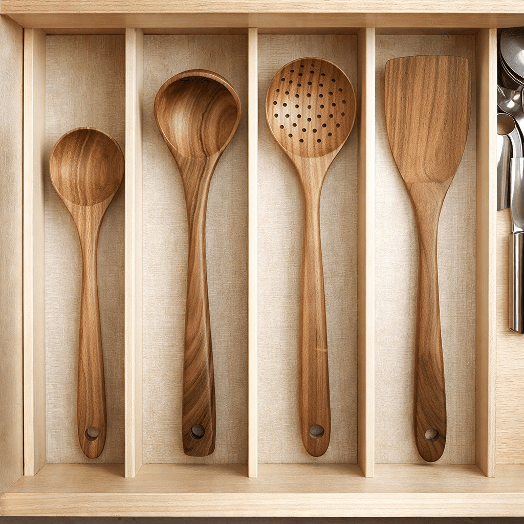 NordicWood - Premium Wooden Kitchen Utensil Set with Spatulas for Gentle Cooking 1