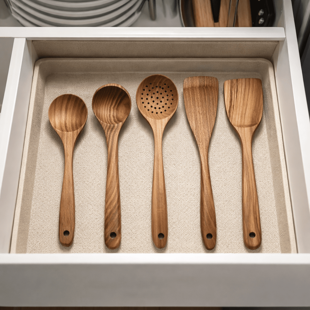 NordicWood - Premium Wooden Kitchen Utensil Set with Spatulas for Gentle Cooking 3