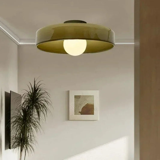 Nordic Glass Flush Mount Ceiling Light - LED-Compatible Fixture for Elegant Ambient Lighting 0