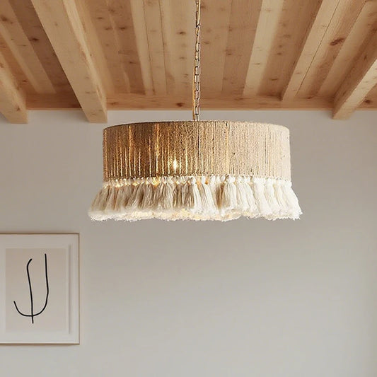 Nordic LED Chandelier Light - Handmade Hemp Rope Pendant for Dining Room Decor 0