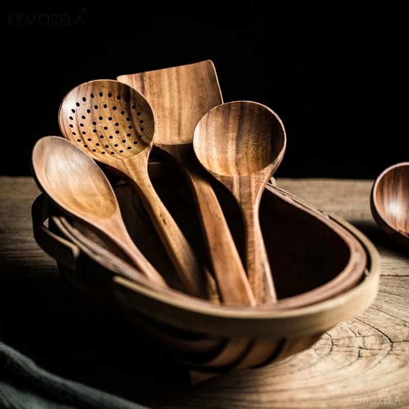 Nordicwood - Sustainable Teak Kitchen Utensil Set for Cooking and Serving 4