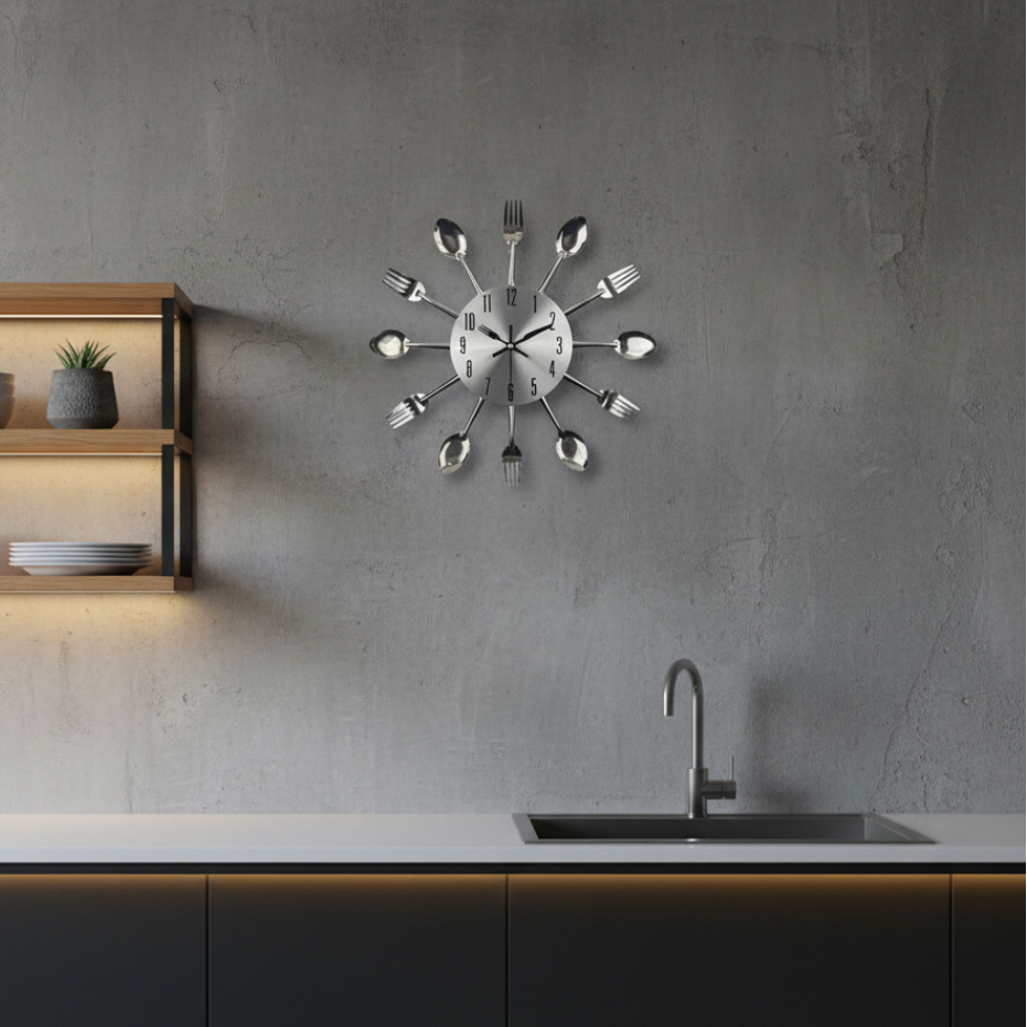 DINETICK – Orologio da parete con posate silenzioso per una cucina elegante