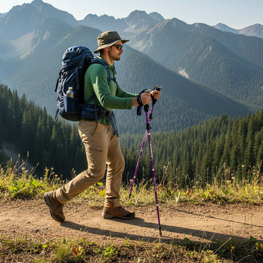 PeakPath - Adjustable Trekking Poles with Ergonomic Handles & Non-Slip Tips 0