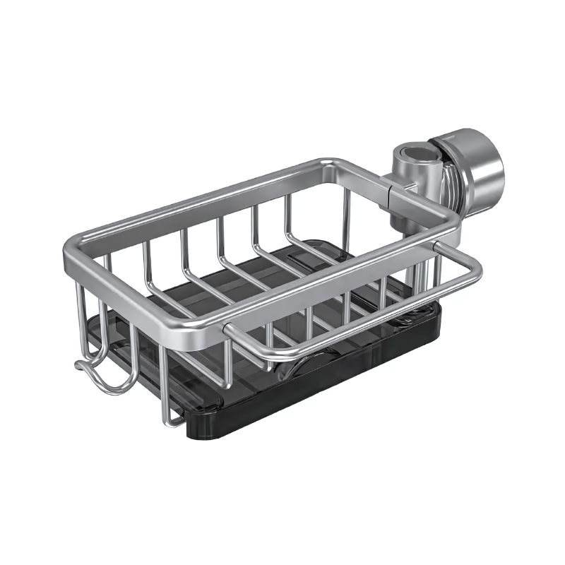 RINSEVERRA – No-Drill Sink Drain Rack with Hook for Convenient Storage