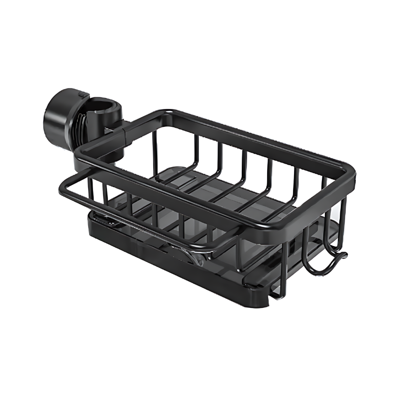 RINSEVERRA – No-Drill Sink Drain Rack with Hook for Convenient Storage