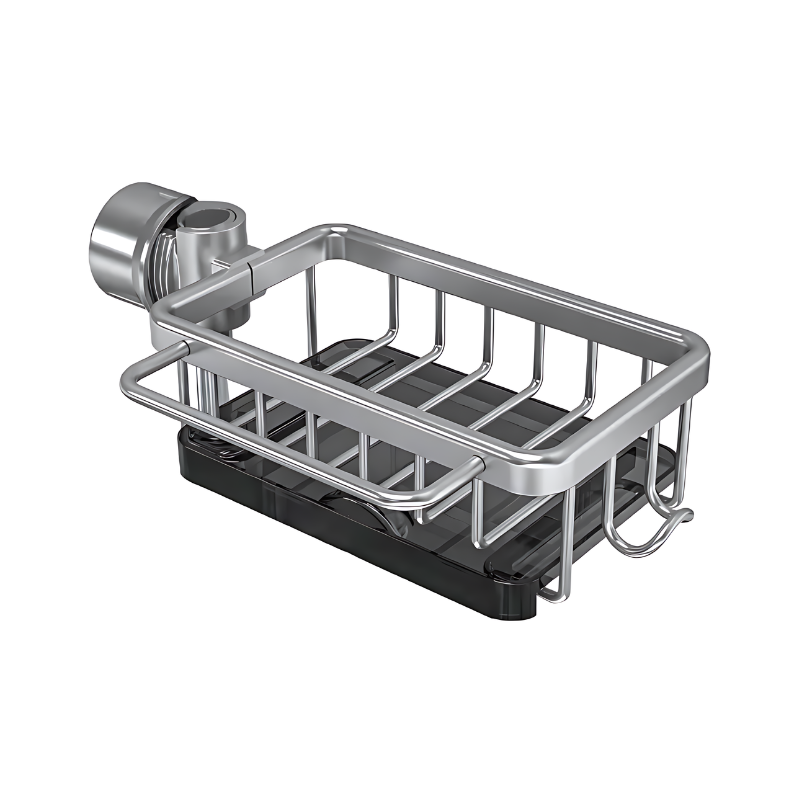 RINSEVERRA – No-Drill Sink Drain Rack with Hook for Convenient Storage