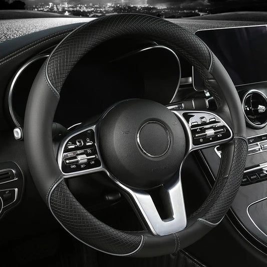 ROADLUX - Leather Steering Wheel Cover with Diamond Grip, Anti-Slip Design 0