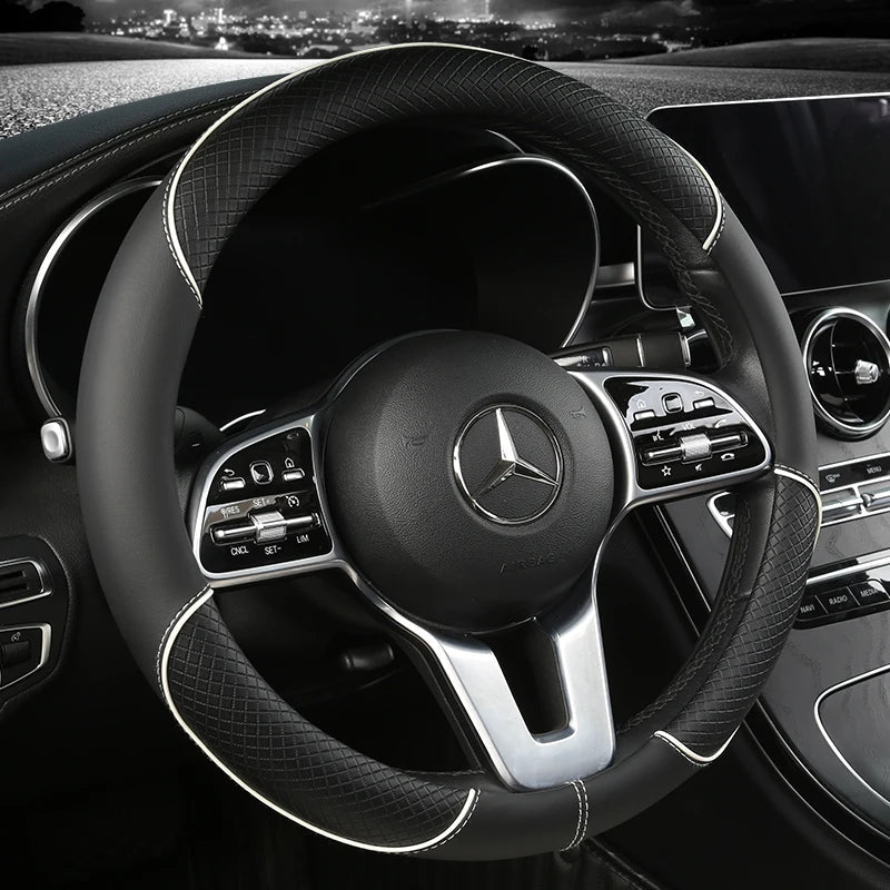 ROADLUX - Leather Steering Wheel Cover with Diamond Grip, Anti-Slip Design 7
