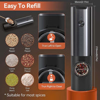 Rechargeable Electric Salt and Pepper Mill Set - One-Handed Operation & Adjustable Grind 3