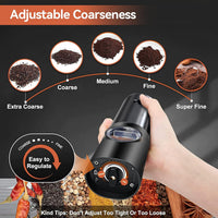 Rechargeable Electric Salt and Pepper Mill Set - One-Handed Operation & Adjustable Grind 5