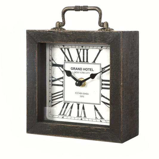Rustic Wooden Shelf Clock with Glass Cover - Timeless Home Decor 0