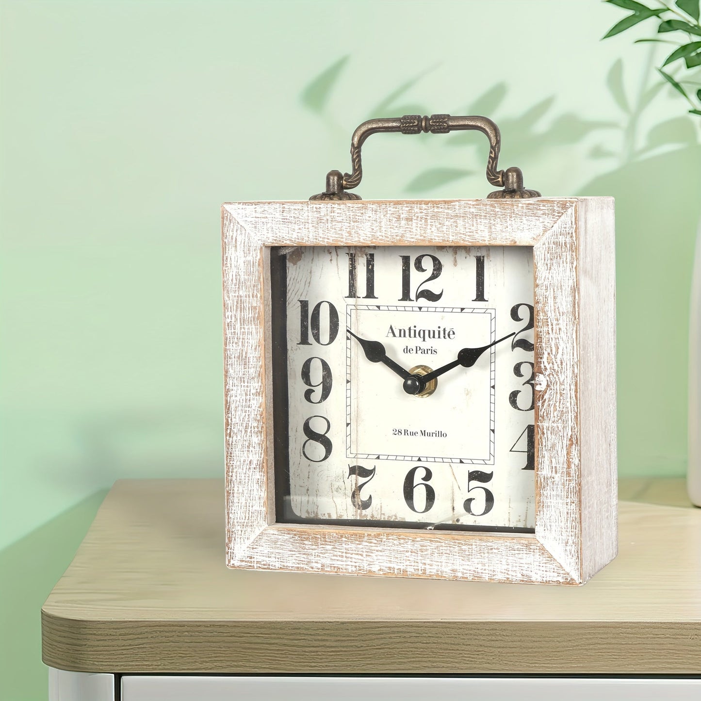 Rustic Wooden Shelf Clock with Glass Cover - Timeless Home Decor 1