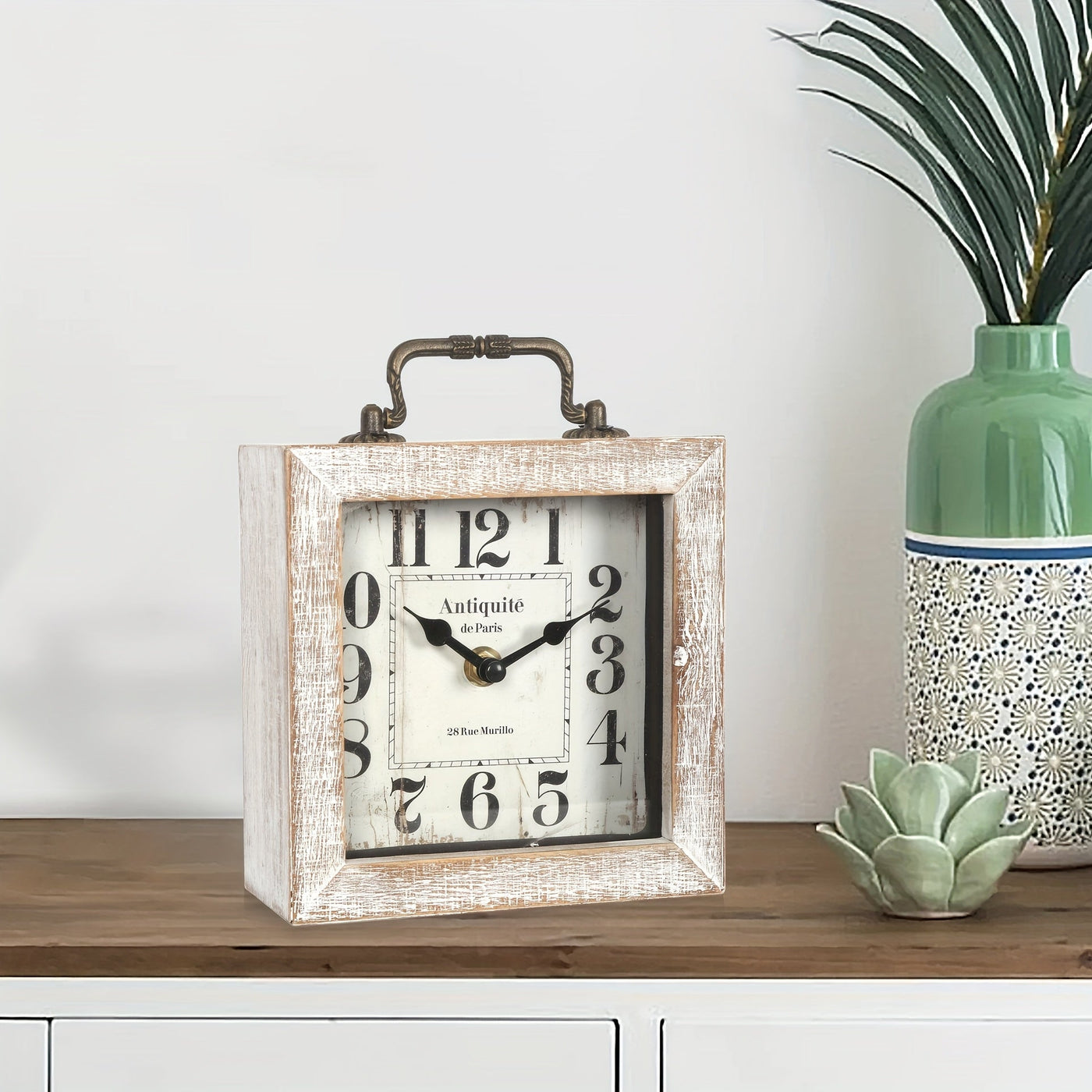 Rustic Wooden Shelf Clock with Glass Cover - Timeless Home Decor 2