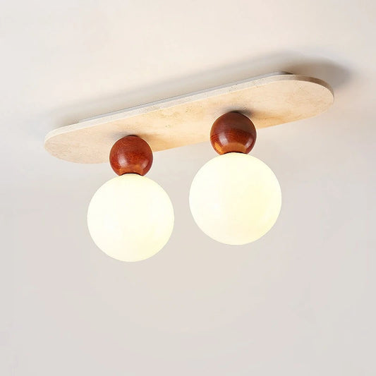 LUMITRAV – Ellipse Travertine Ceiling Light for Soft Modern Interiors