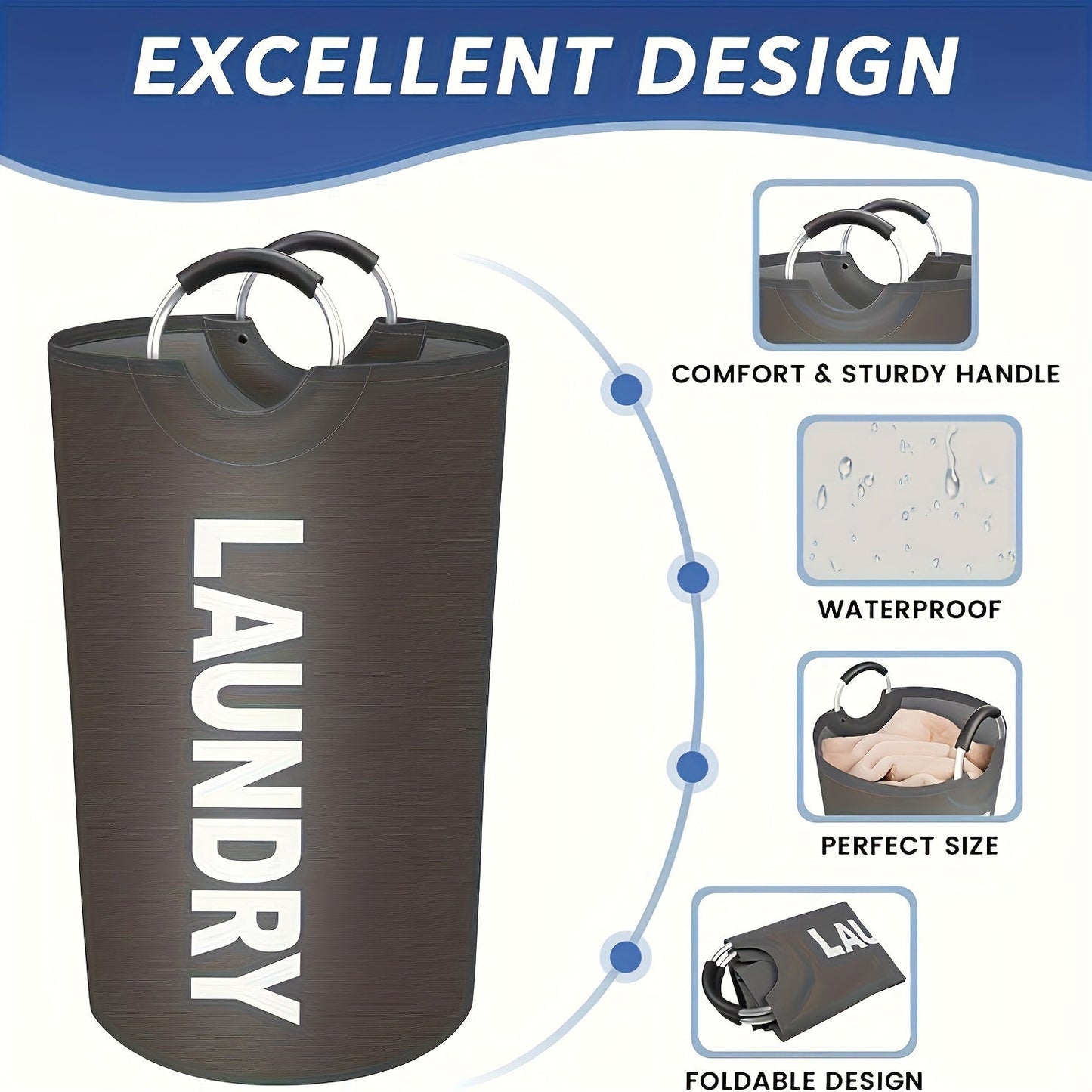 PADDEDNEST – Waterproof Laundry Basket Comfortable Carry Design