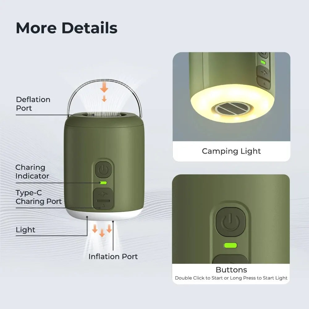 LANTERNAIR – Tiny Air Pump with Built-In Camping Light