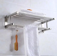 TOWELRIVA – Portasciugamani da parete con ripiano e ganci per spazi organizzati