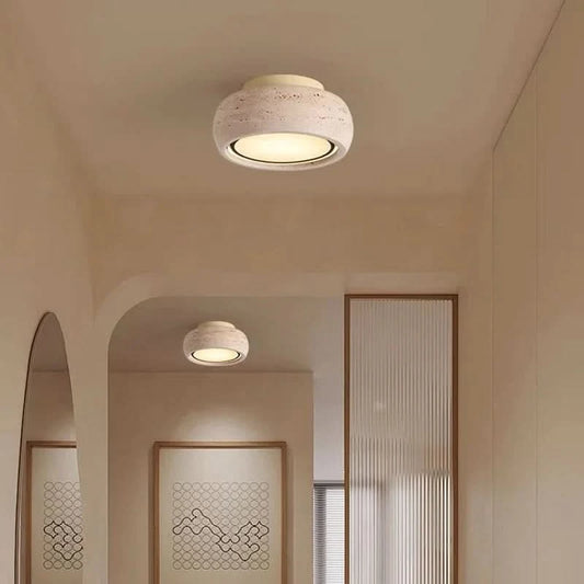 Yellow Travertine Wabi Sabi Ceiling Light