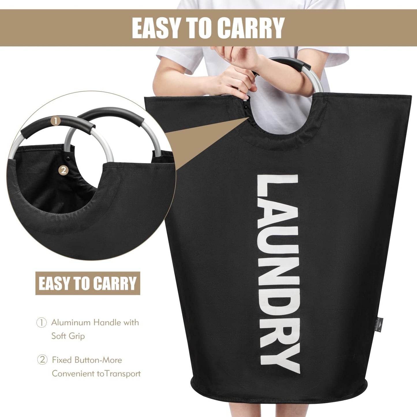PADDEDNEST – Waterproof Laundry Basket Comfortable Carry Design