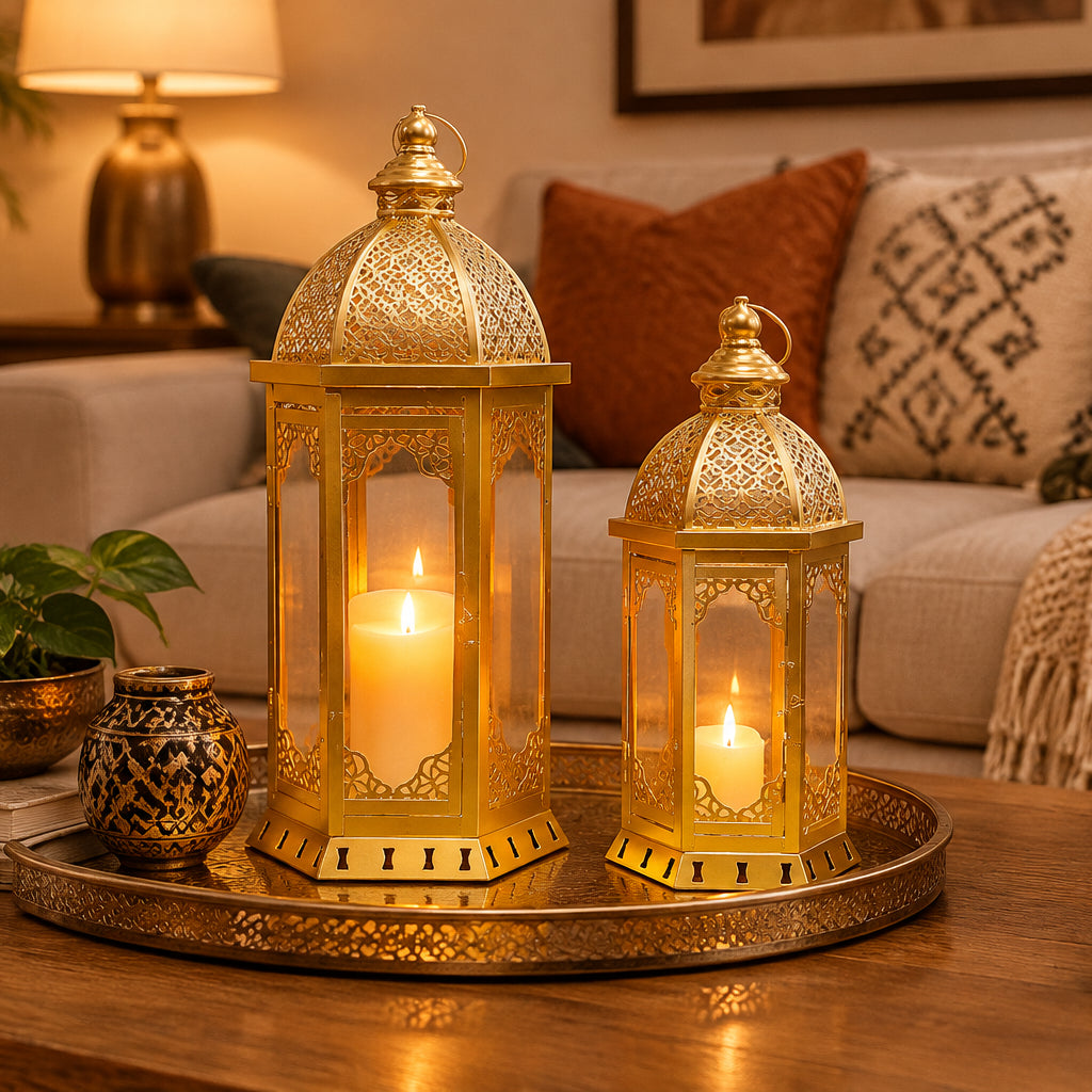MORAVIEL – Moroccan Candle Lantern Set for Warm Ambient Glow