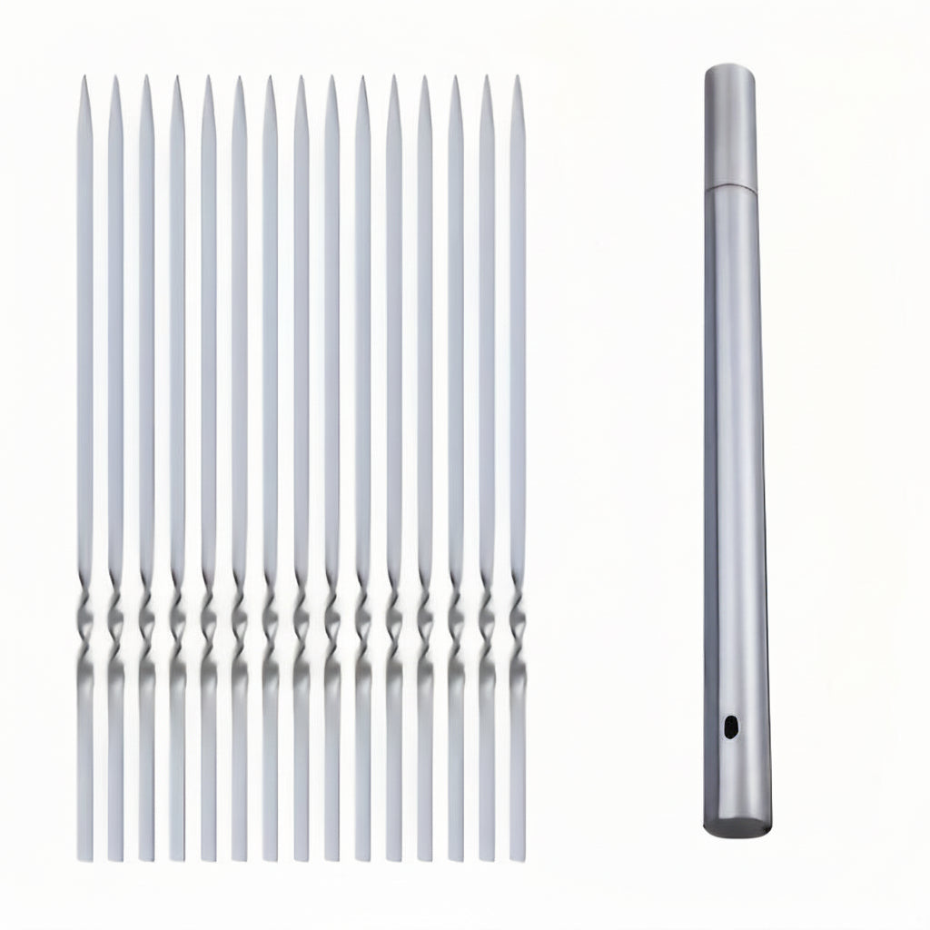 SKEWERTUBE - Stainless Steel BBQ Skewers with Storage Tube for Perfect Grilling 0