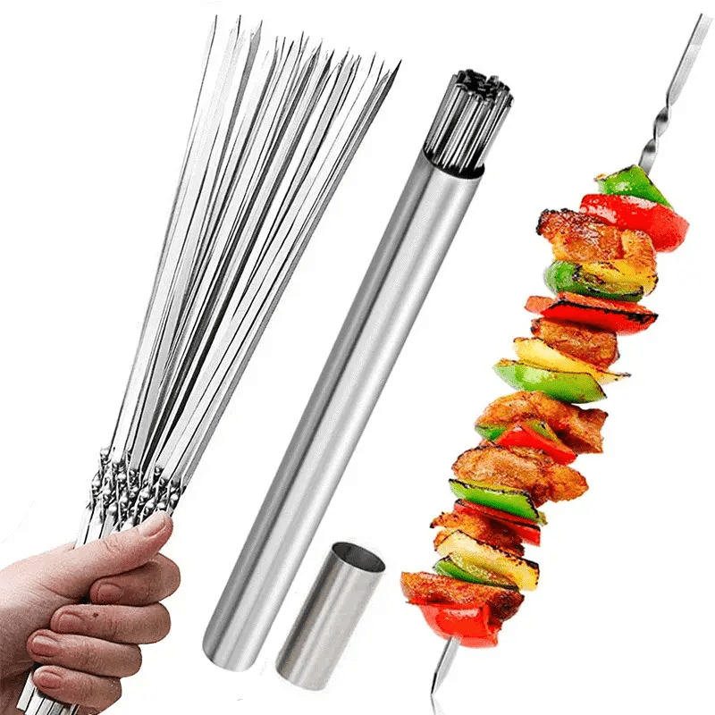 SKEWERTUBE - Stainless Steel BBQ Skewers with Storage Tube for Perfect Grilling 2