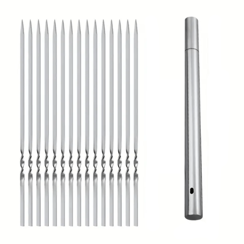 SKEWERTUBE - Stainless Steel BBQ Skewers with Storage Tube for Perfect Grilling 3