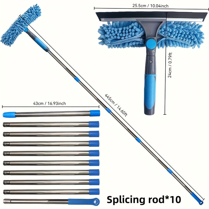SKYSHINE - 2-in-1 High Window Cleaning Kit with Extendable Pole & Squeegee 5