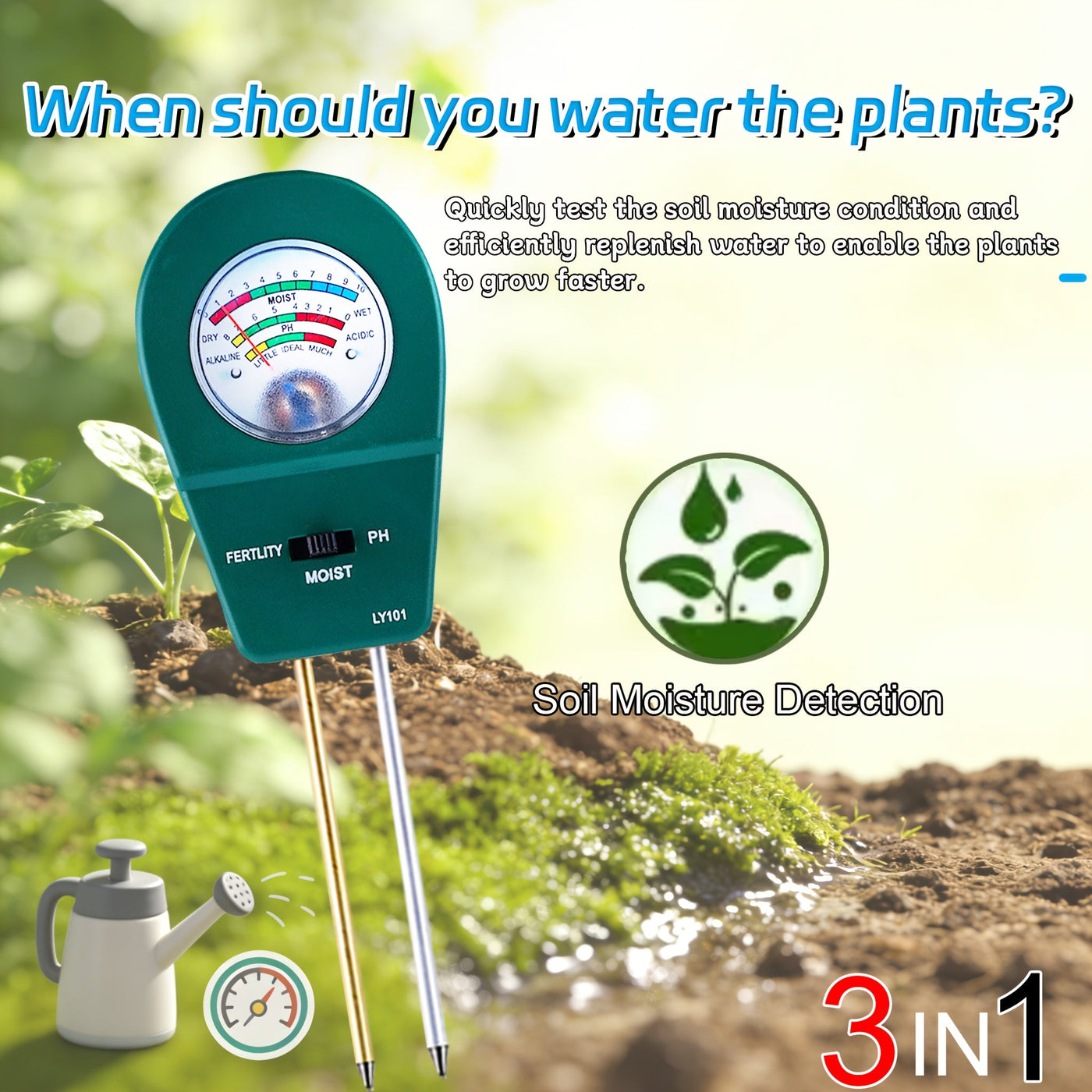 SOILTRIO - 3-in-1 Soil Moisture, Fertility & pH Tester for Healthy Plants 6