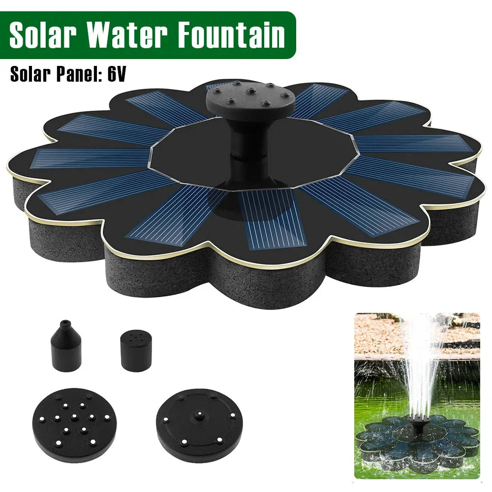 SOLAWELL - Solar Water Fountain with 5 Interchangeable Nozzles for Customizable Effects 1