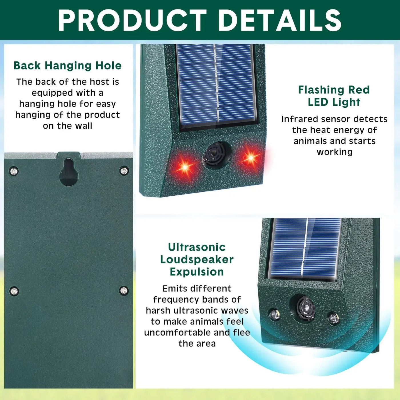 SONICGUARD - Solar Ultrasonic Motion-Detect Bird Repellent 2