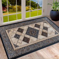 STYLEHAVEN - Machine Washable Geometric Border Entryway Mat for High-Traffic Areas 0