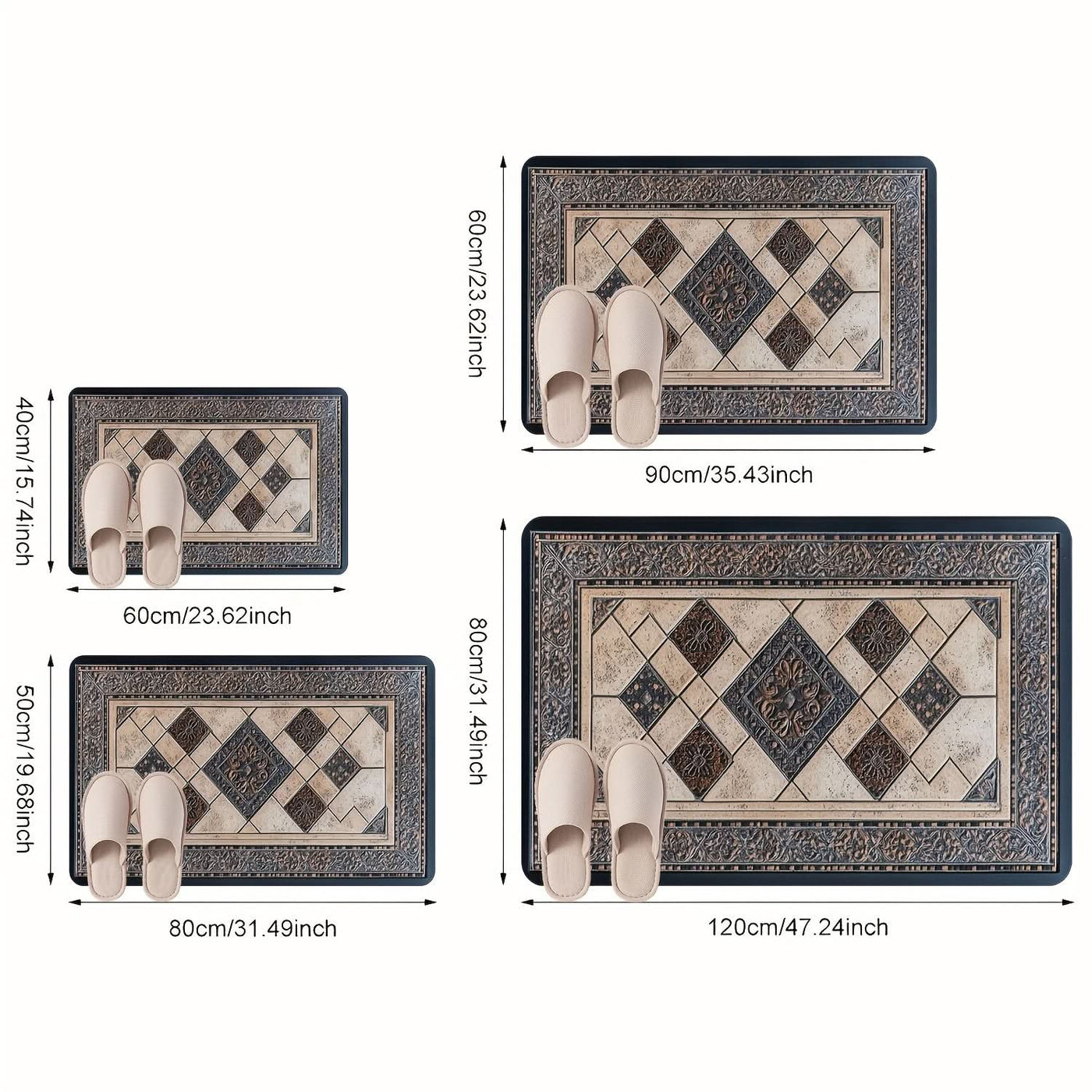 STYLEHAVEN - Machine Washable Geometric Border Entryway Mat for High-Traffic Areas 3