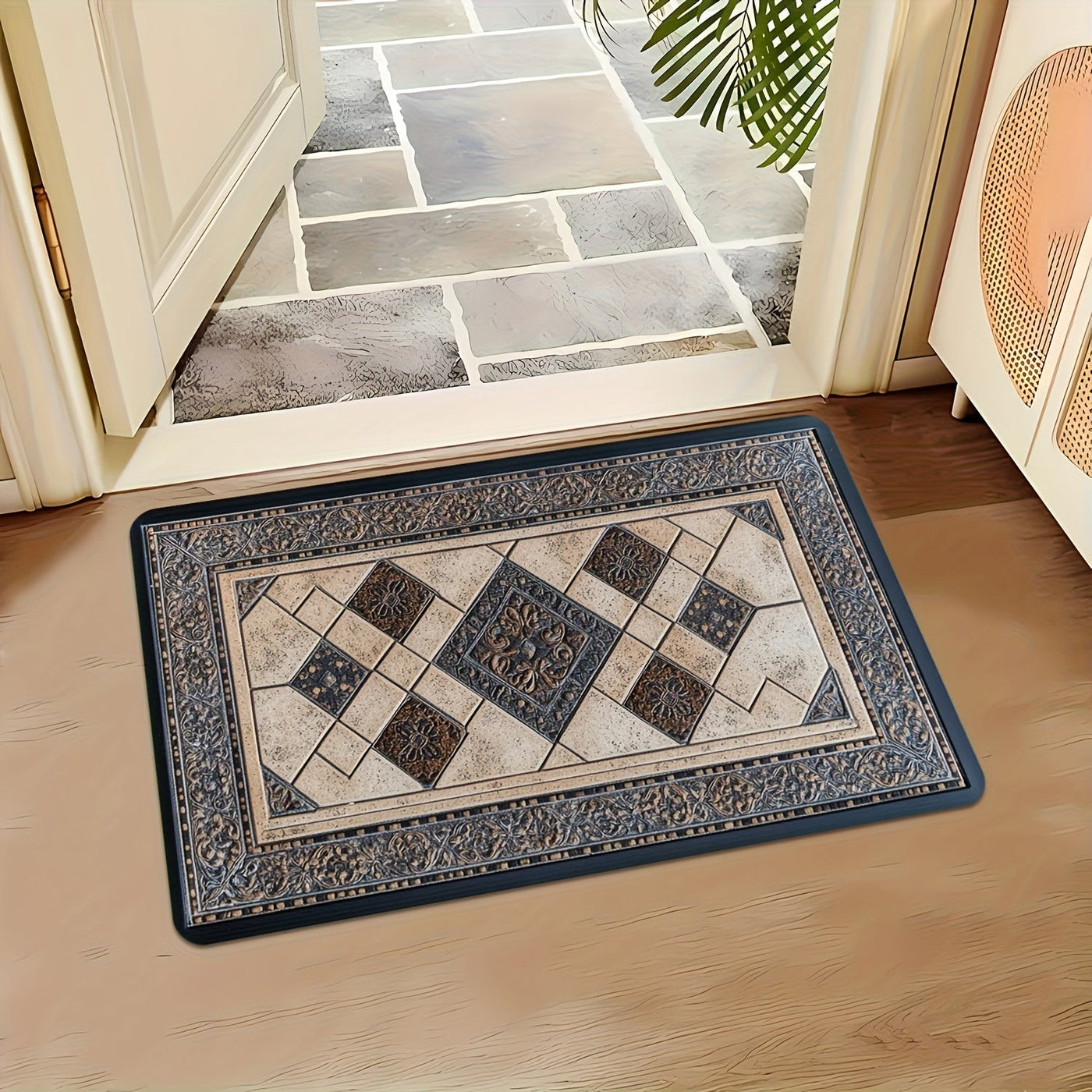 STYLEHAVEN - Machine Washable Geometric Border Entryway Mat for High-Traffic Areas 4