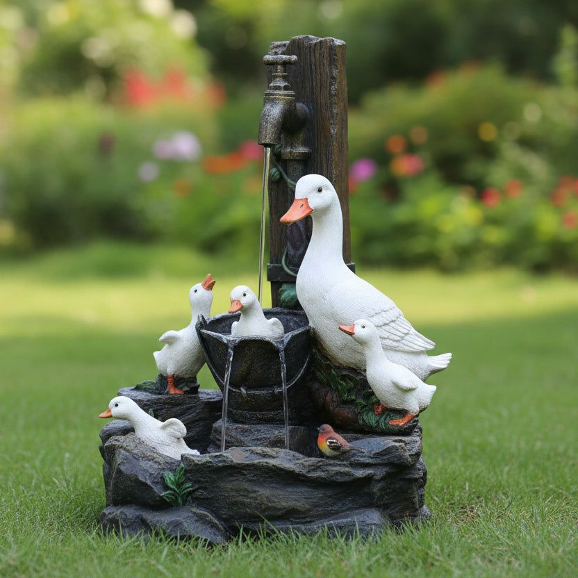 SUNQUACK - Charming Solar Water Fountain Duck & Squirrel Garden Décor 7