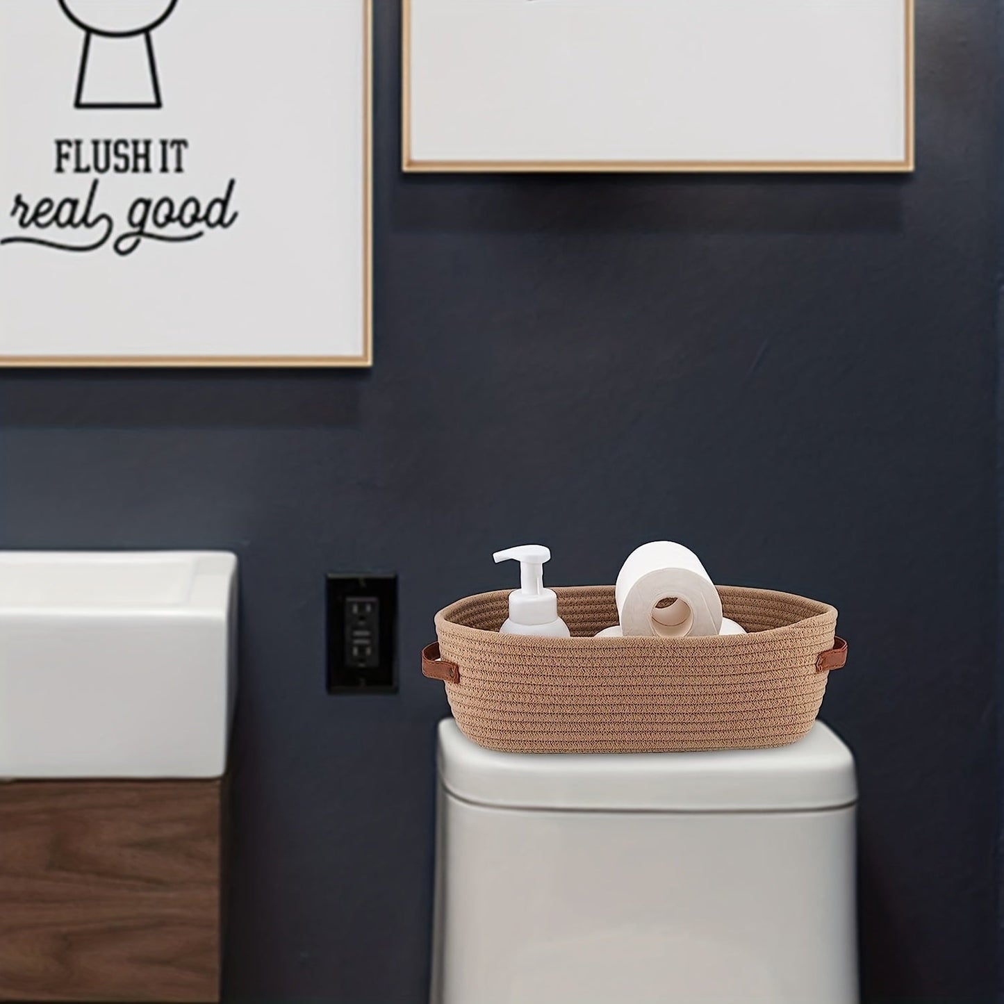 OVANEST – Oval Woven Storage Basket for Bathroom Organization