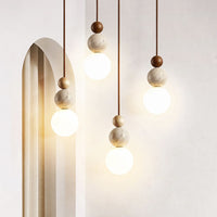 Yellow Travertine Gourd Pendant Light