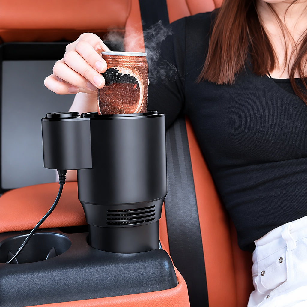 SIPZONE – Heated & Cooled Car Cup Holder for Convenient Drink Storage