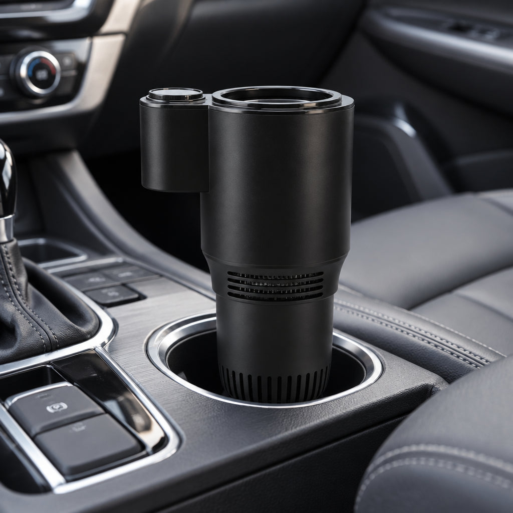 SIPZONE – Heated & Cooled Car Cup Holder for Convenient Drink Storage