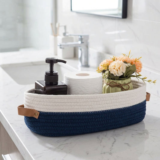 OVANEST – Oval Woven Storage Basket for Bathroom Organization