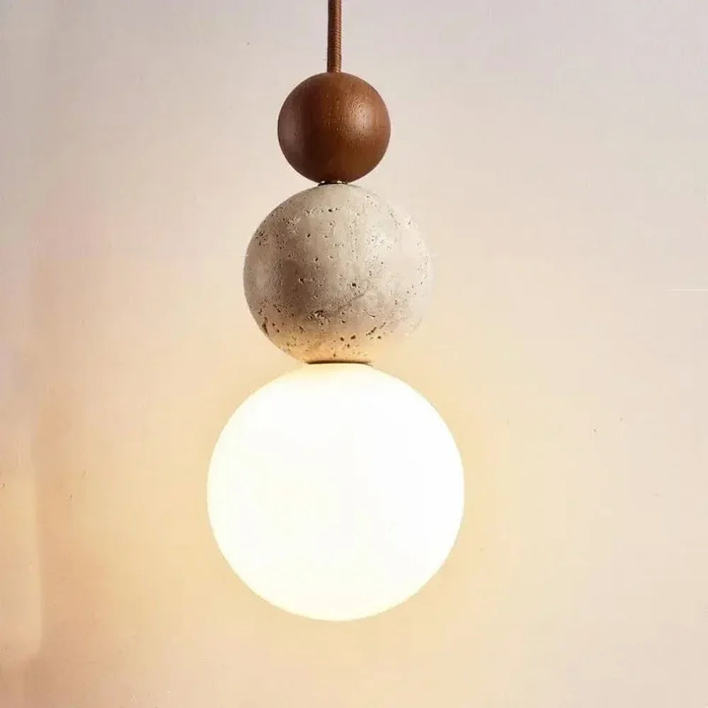 Yellow Travertine Gourd Pendant Light