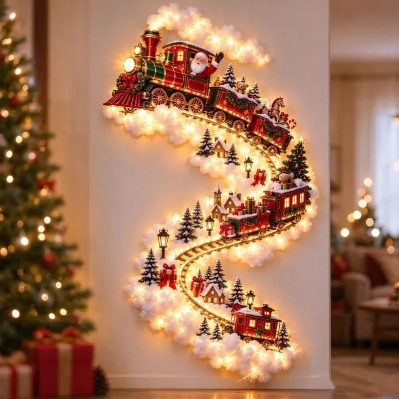 RAILNOELIX – Christmas Train LED Wall Light for Festive Holiday Cheer