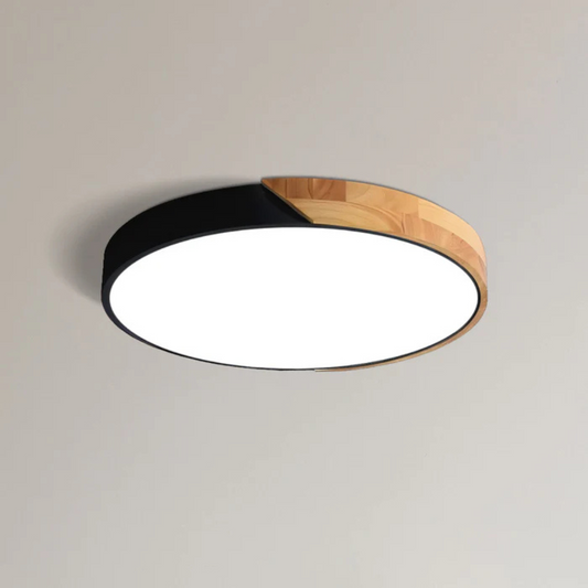 Scandinavian Wooden LED Ceiling Light - Modern Flush Mount Fixture for Home 0