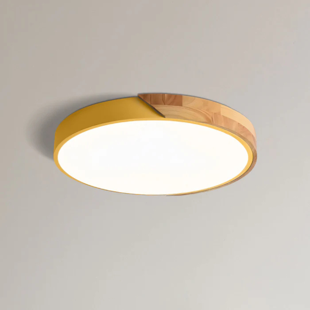 Scandinavian Wooden LED Ceiling Light - Modern Flush Mount Fixture for Home 12